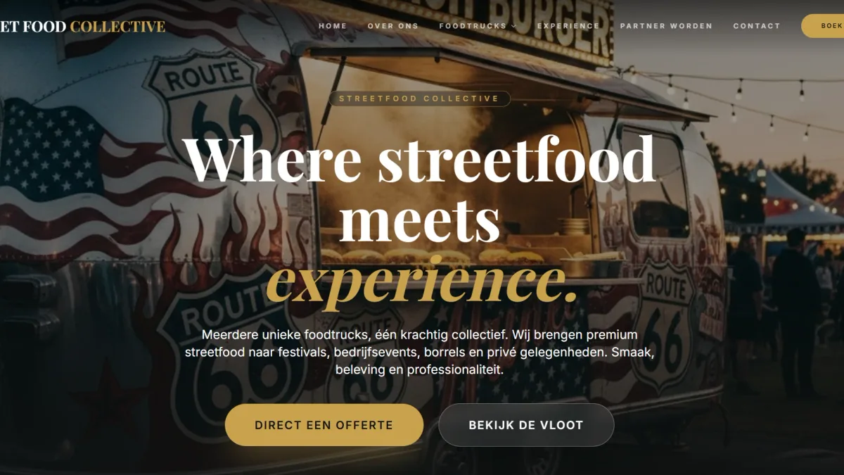 Website van Street Food Collective, gebouwd door TwentyTwo Labs